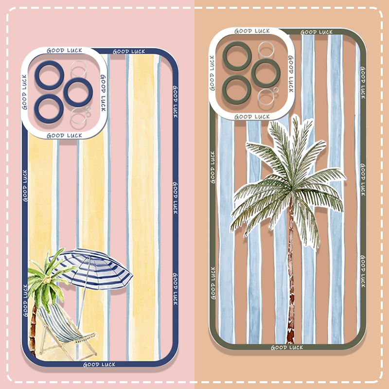 Samsung Galaxy A55 - Summer Palm Coconut Tree Striped Printed