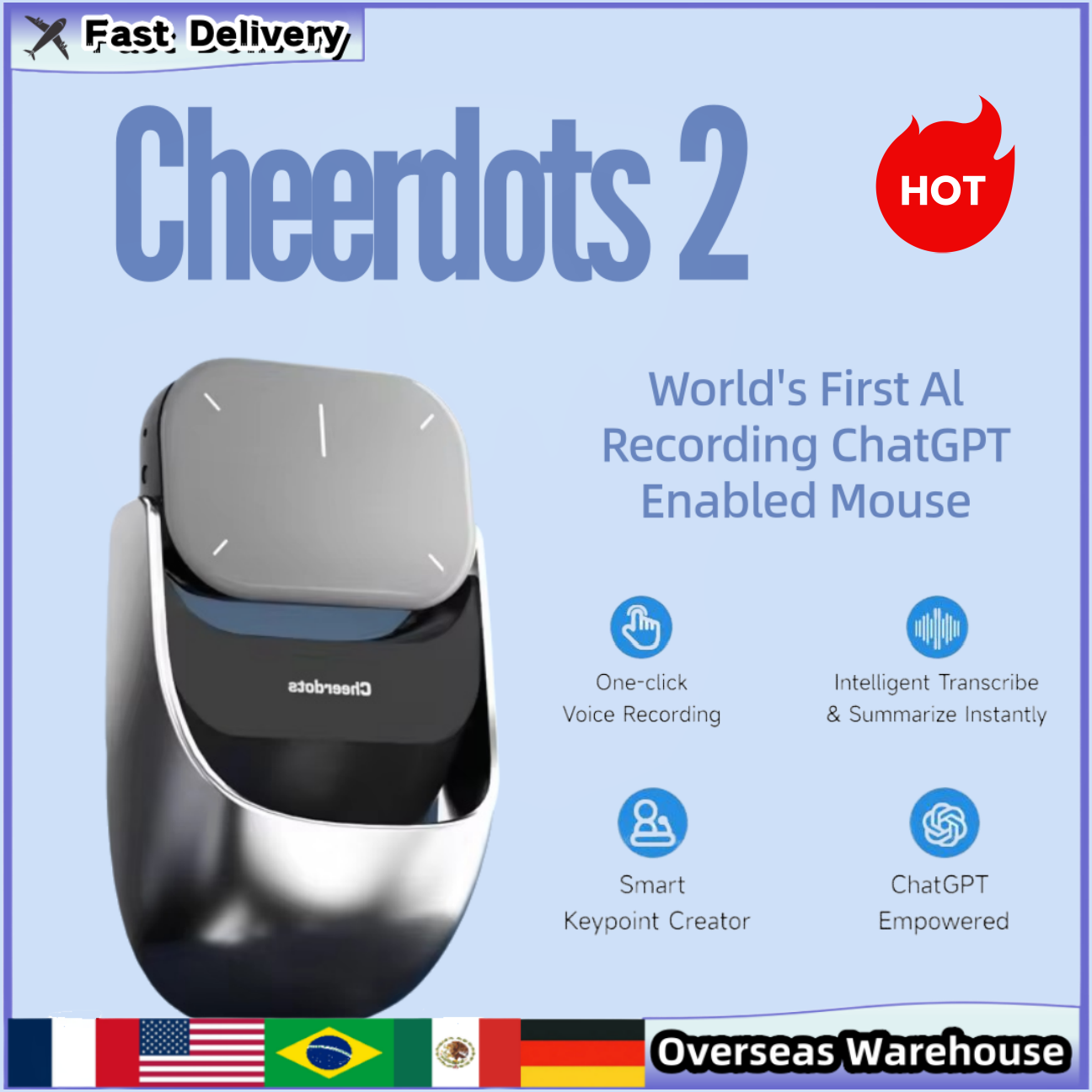 Laser Pointer Presenter - Cheerdots 2 Wireless Controll ChatGpt Detachable
