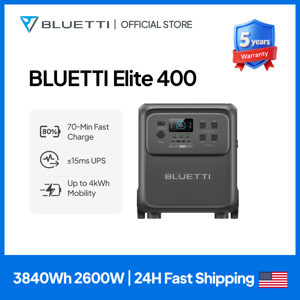 Solar Powered Charger - BLUETTI Elite 400 2600W 3840Wh Ultra