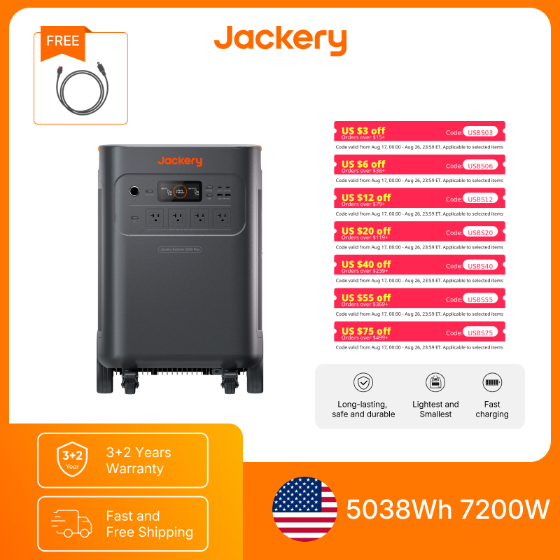 Solar Powered Charger - Jackery Explorer 5000 Plus with Anderson