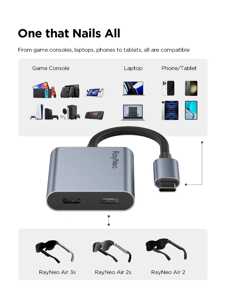 RAYNEO USB-C Adapters PD Fast  - đánh giá và giá Smart Glasses Ar