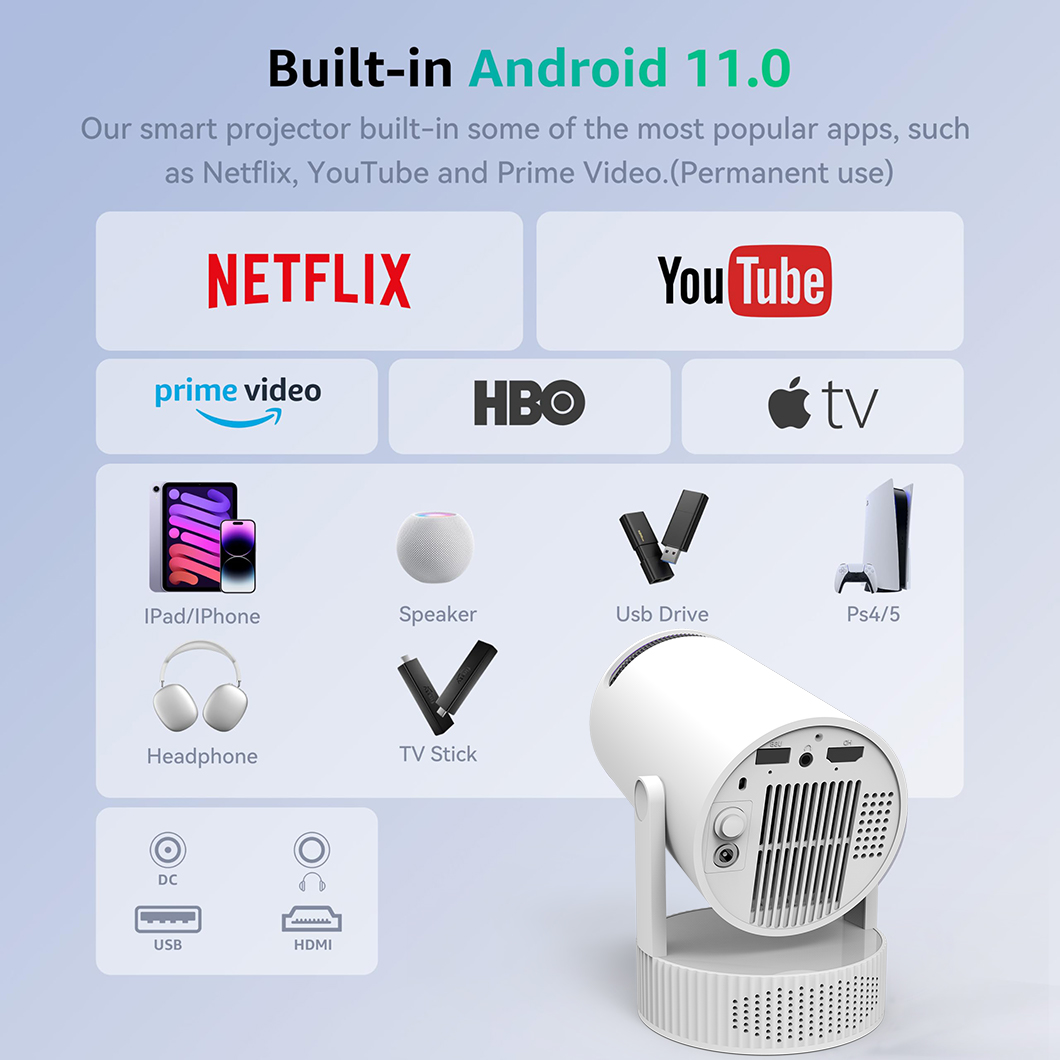 2026Rechargeable HY300 Pro+ Mi - đánh giá và giá Mini Projector Portable